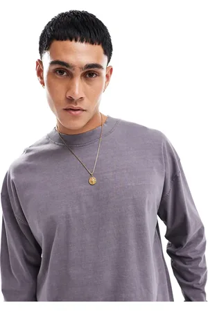 ASOS – Langärmliges Oversize-Shirt in verwaschenem Anthrazit
