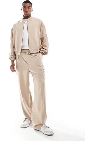 ASOS – Weite, elegante Cargohose in Beige, Kombiteil