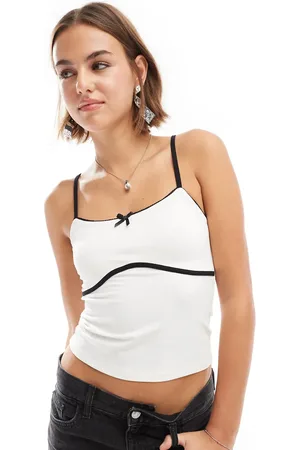 ASOS – Camisole-Oberteil in Ecru mit Schleifendetail