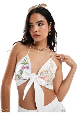 ASOS – Camisole-Oberteil in mit Blumenstickerei und Bindedetail vorne, Kombiteil