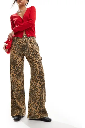 Cotton On Cotton On – Lockere Jeans mit weitem Bein und Leopardenmuster