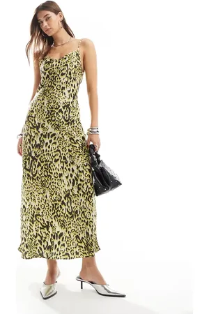 AllSaints – Bryony – Satin-Midikleid mit Leopardenmuster