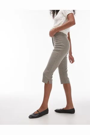 Topshop – Caprihose aus Bengaline mit mehrfarbigem, traditionellem Karomuster