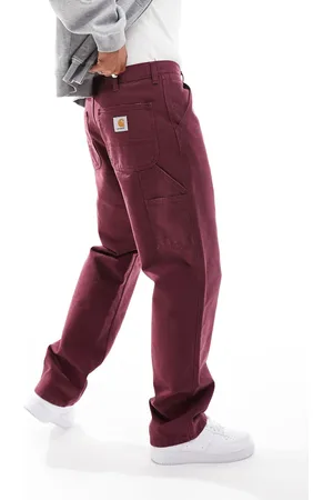 Carhartt – Locker geschnittene Hose in Weinrot mit einlagiger Kniepartie