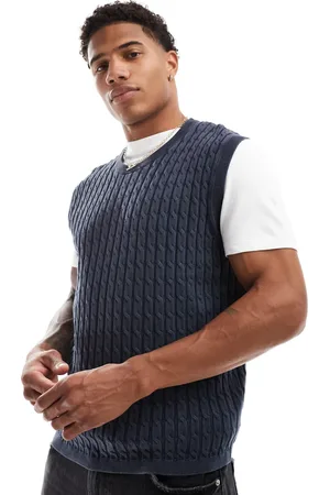 ASOS – Locker geschnittenes Strick-Tanktop in verwaschenem mit Zopfmuster
