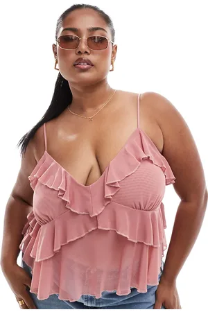 ASOS ASOS DESIGN Curve – Camisole aus Netzstoff in gedecktem mit Rüschen