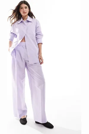 MANGO – Oversize-Hose in gestreiftem Flieder, Kombiteil