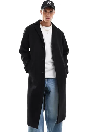 ASOS – Regulär geschnittener Mantel in schwarzer Woll-Optik