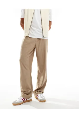 ASOS – Baggy-Hose in Beige mit Nadelstreifen, Kombiteil