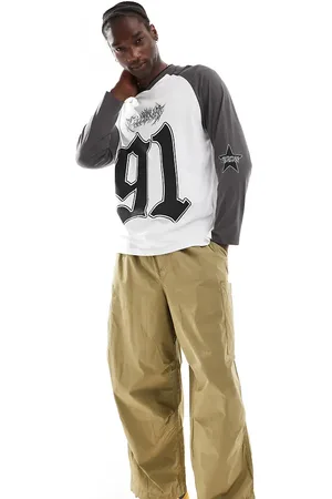 COLLUSION – Athletic – Langärmliges, mehrfarbiges T-Shirt im Skater-Fit