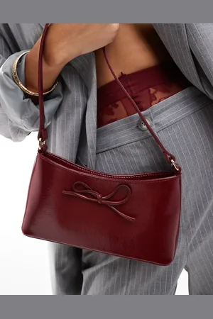 ASOS – 90er-Jahre Schultertasche in Burgunderrot mit Schleife