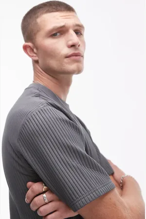 Topman – Plissiertes Oversize-T-Shirt in Anthrazit