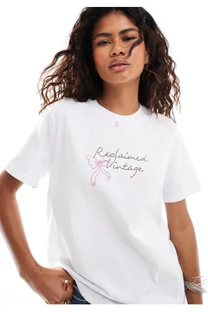 Reclaimed – Oversize-T-Shirt in mit Blumen- und Schleifen-Placementprint