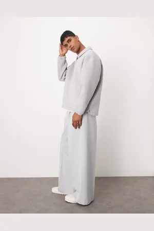 ASOS – Elegante Hose in Hellgrau mit extrem weitem Bein und Bundfalte vorne