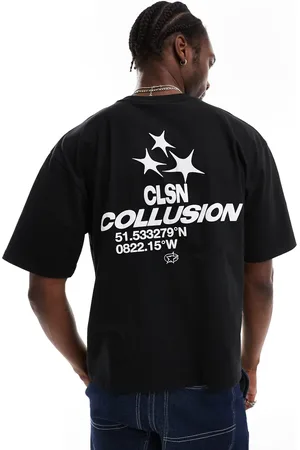 COLLUSION – Kastiges T-Shirt in mit Skater-Schnitt und Retro-Schaumprint