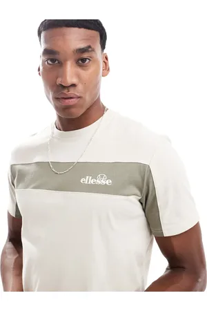 Ellesse – Baloncieri – T-Shirt in Beige mit Logostreifen