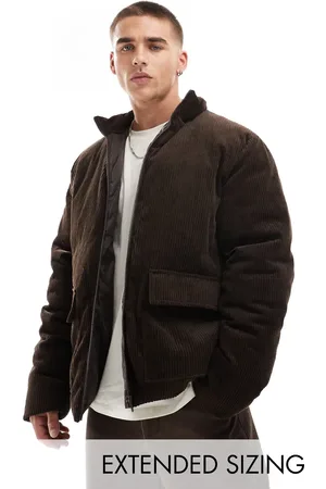 ASOS – Pufferjacke aus Cord in Braun