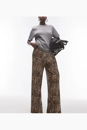 Topshop Tall – Plissee-Hose mit Leopardenmuster