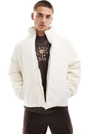 ASOS – Wasserabweisende, gummierte Pufferjacke in Ecru