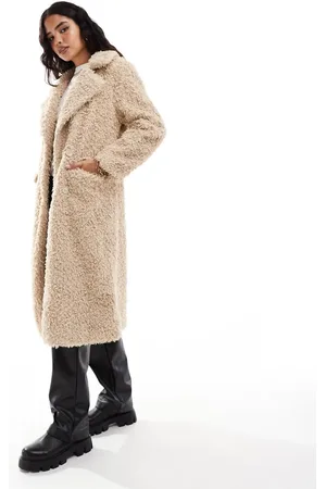 Stradivarius – STR – Longline-Teddyjacke in Ecru