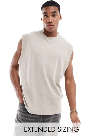 ASOS – Oversize-Tanktop aus Pikee in Steinbeige