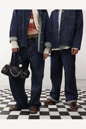Reclaimed – Weite Unisex-Dad-Jeans im Western-Stil in mittelblauer Waschung