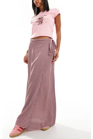 ASOS – Maxi-Wickelrock mit zweifarbigem Vichy-Karo