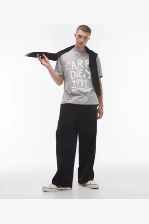 Topman – Oversize-T-Shirt in meliert mit „Carpe Diem“-Print
