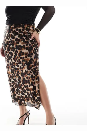 New Look New Look Curve – Midirock aus Netzstoff mit Leopardenmuster