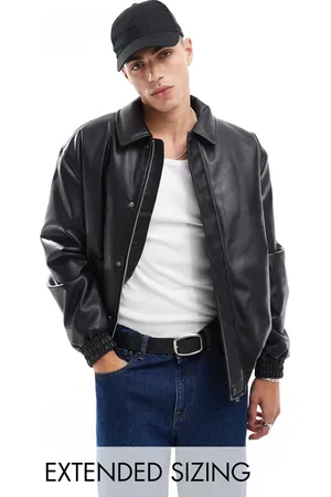 ASOS – Wattierte Harrington-Jacke aus Kunstleder in mit Oversize-Passform
