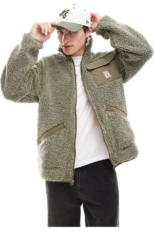 Wrangler – Casey Jones – Workwear-Jacke aus Teddyfell in Mittelgrün