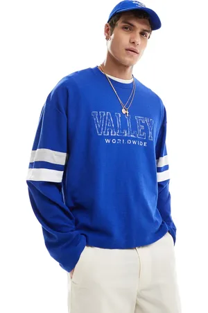 ASOS – Kastig geschnittenes, langärmliges Oversize-T-Shirt in mit Valley-Print auf der Brust, 220 g/m²