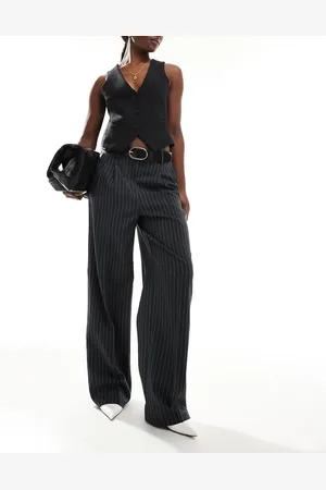 VERO MODA – Elegante, weite Dad-Hose in Phantomgrau mit Nadelstreifen
