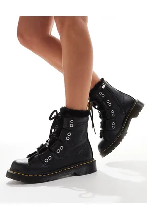 Dr. Martens Dr. Martens – 1460 – Stiefel aus gewalktem Nappaleder mit 4 Bändern und Kunstpelzfutter