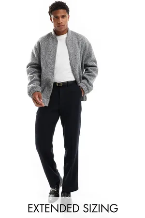 ASOS – Oversize-Bomberjacke in grauer Wolloptik