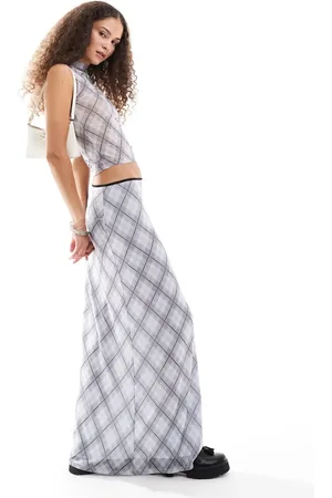 Reclaimed – Midikleid aus Netzstoff mit Karomuster, Kombiteil