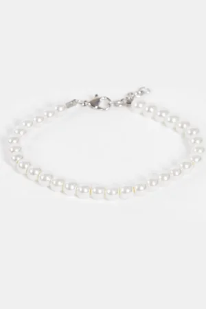 ASOS – Armband aus Glas-Kunstperlen in Weiß, 6 mm