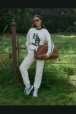 4th & Reckless – Sloane – Jogginghose mit Bündchen und Kontrast in Grün und Creme