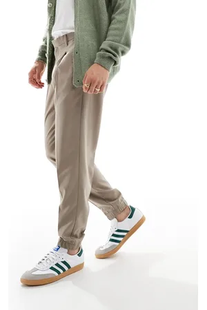 ASOS Elegante Karottenhosen mit Bündchen im Jogginghosen-Stil in Steinbeige