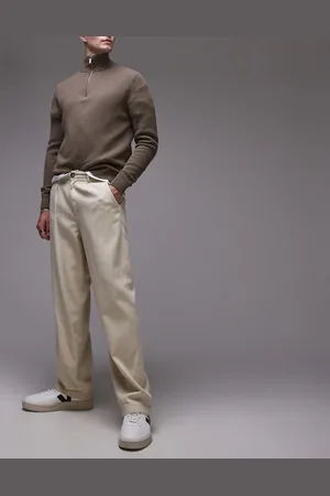 SELECTED – Locker geschnittene Hose in Creme mit Faltendetails