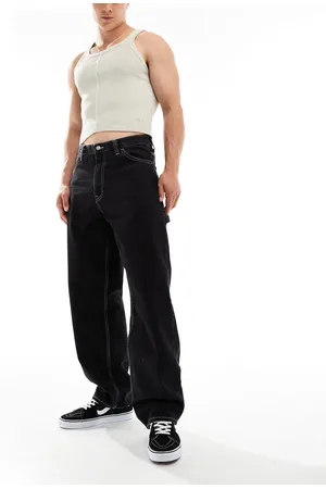 Dr Denim Dr. Denim – Colt Worker – Sehr locker geschnittene Jeans mit mittelhohem Bund in schwarzer Kontrast-Waschung im Used-Look