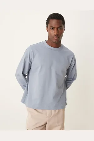 ASOS – Premium – Langärmliges Shirt mit kastigem Oversize-Schnitt aus schwerem Material in Blau, 300 g/m²