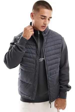JACK & JONES – Verstaubare, wattierte Weste in Dunkelgrau
