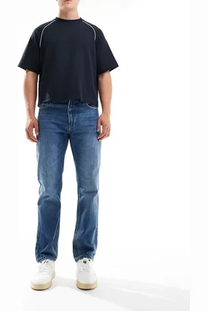 Pull&Bear – Gerade geschnittene Vintage-Jeans in Mittelblau