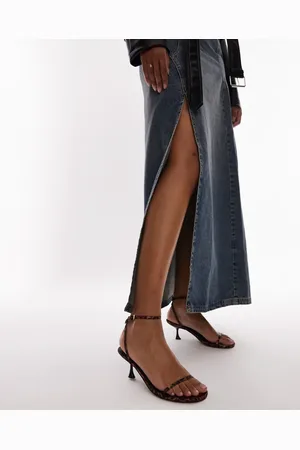 Topshop – Irena – Filigrane Sandaletten mit Leopardenmuster und hohem Absatz