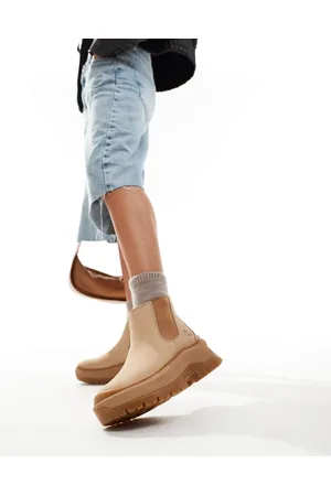 Timberland – Roxie Lane – Chelsea-Stiefel aus beigem Nubuk mit dicker Sohle