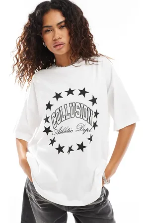 COLLUSION – Locker geschnittenes T-Shirt in mit Stern- und Logoprint