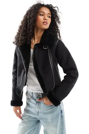 Pull&Bear – Pilotenjacke in mit Kunstpelzbesatz