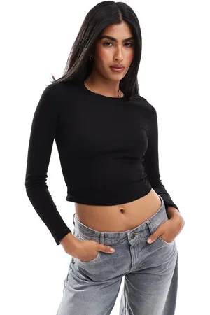 Pull&Bear – Schwarzes, langärmliges Shirt