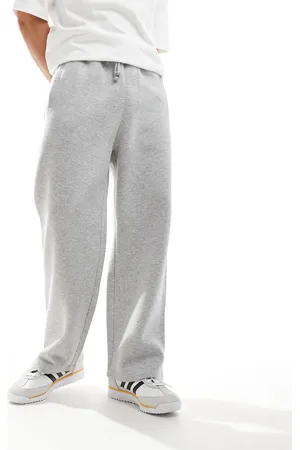 Pull&Bear – Schwere Jogginghose in meliert mit weitem Bein